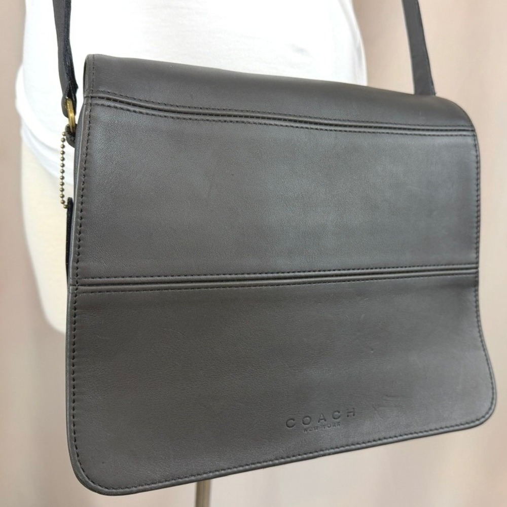 Y2K COACH Tribeca Flap Gray Leather Crossbody Shoulder Purse 9092‎ USA 90s Bag - Picture 3 of 10